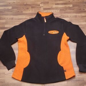 Harley Davidson BlackĀ & Orange 1/4 zip Fleece pull over Sweatshirtāsizeā¦